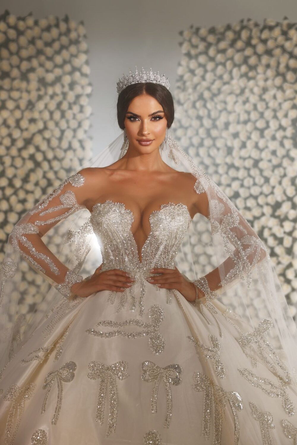 Opulent Crystal-Embroidered Wedding Gown - Image 2