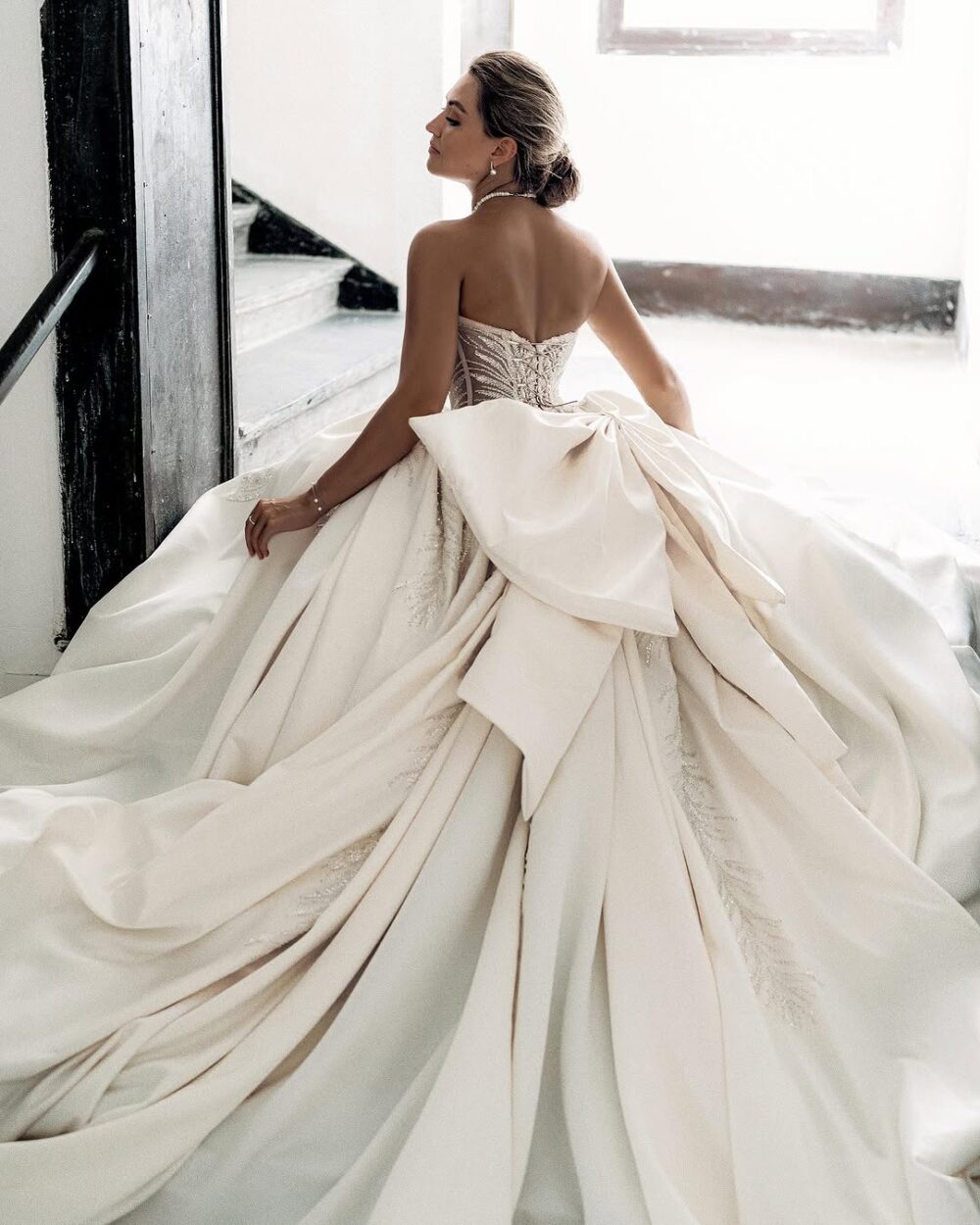 Regal Elegance Bow-Back Ball Gown - Image 2
