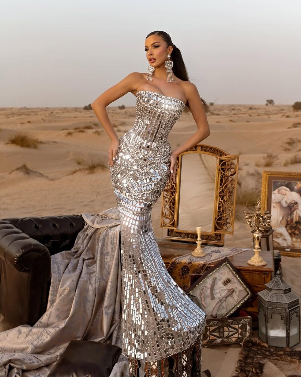 Mirror-Embellished Mermaid Gown - Image 2